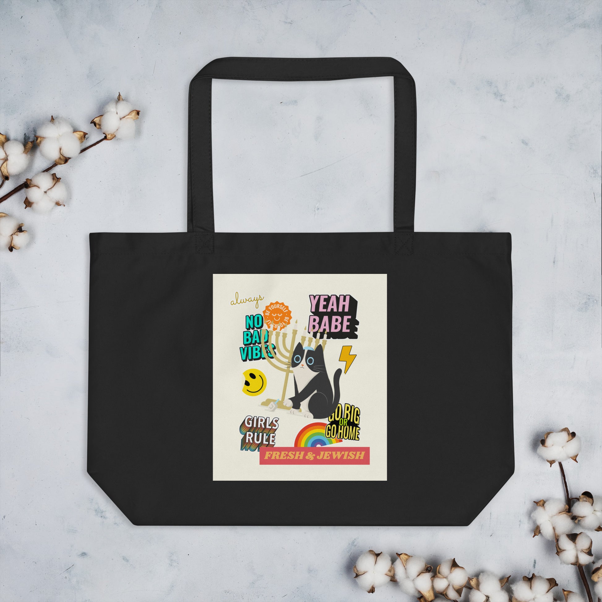 Shop Jewish | Creme | Large Organic Tote Bag Jouparty
