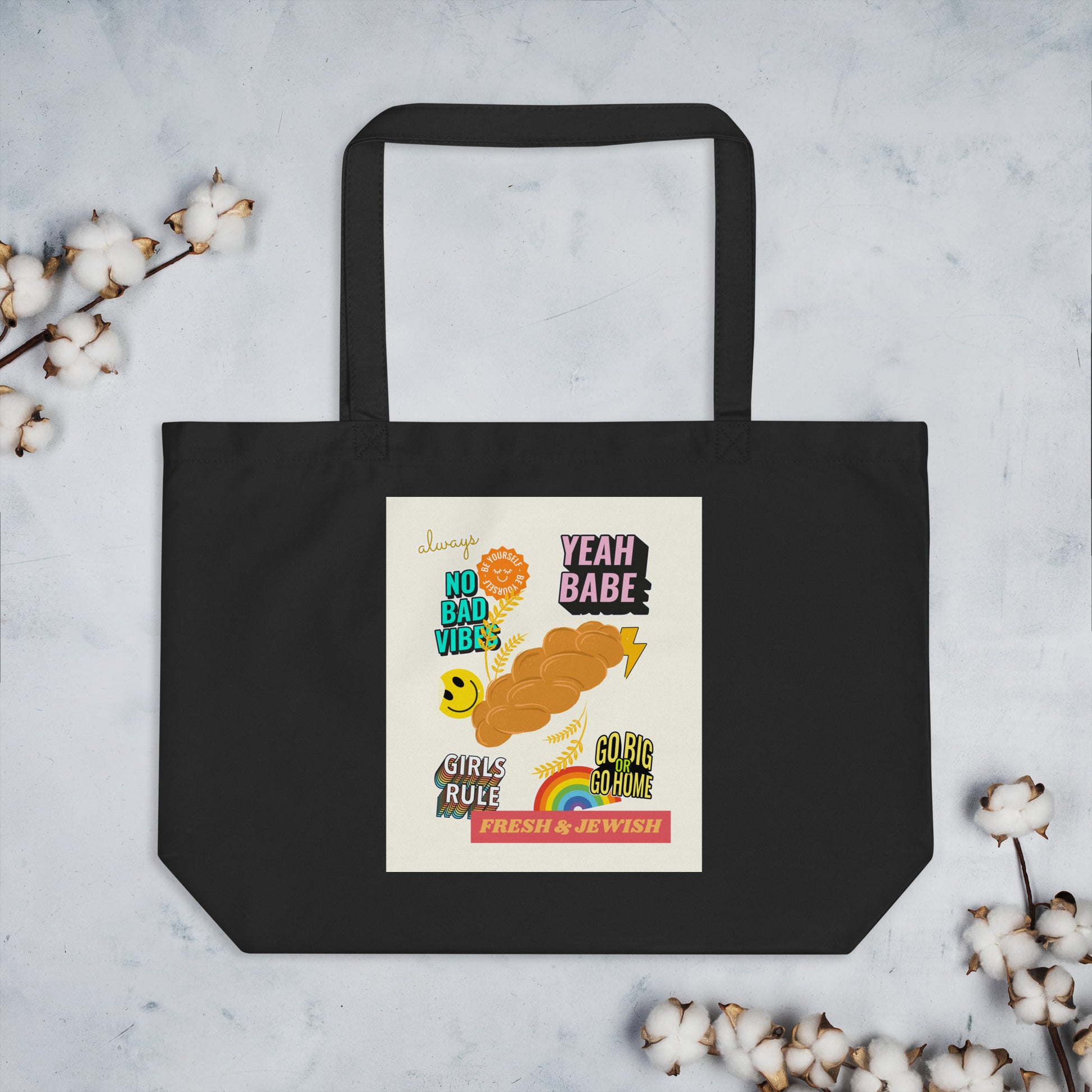 Shop Jewish | Creme | Large Organic Tote Bag Jouparty
