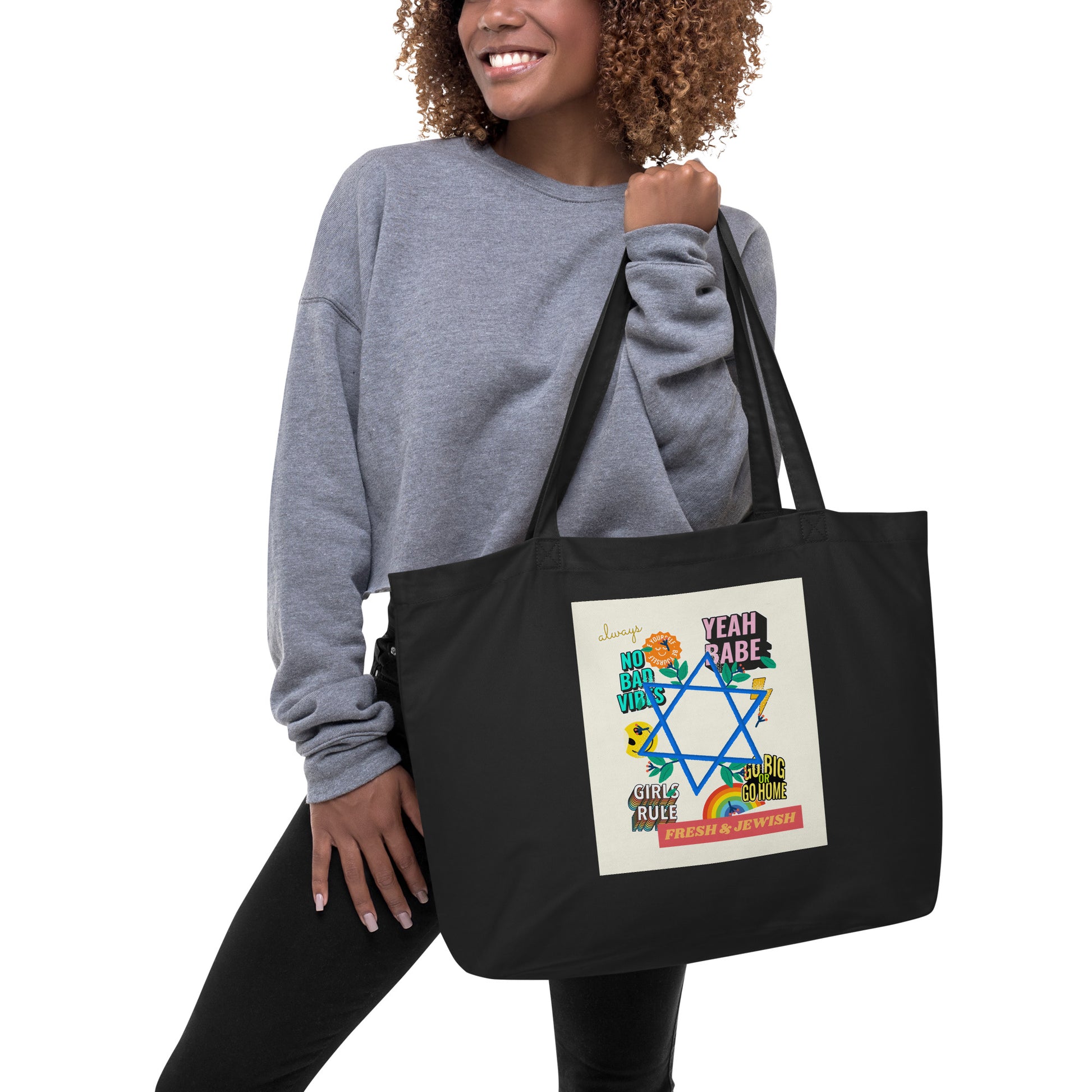 Shop Jewish | Creme | Large Organic Tote Bag Jouparty