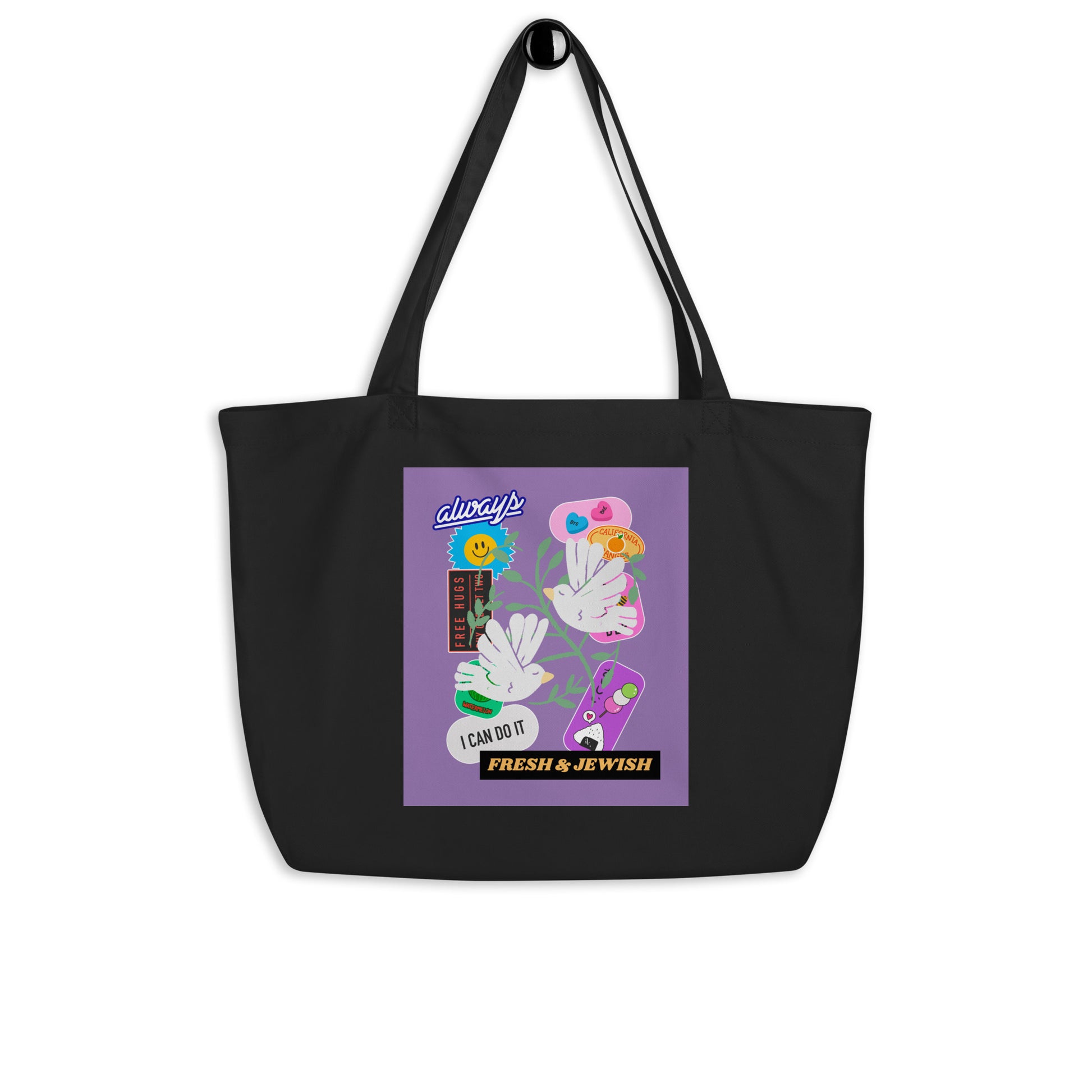 Shop Jewish | Purple | Large Organic Tote Bag Jouparty