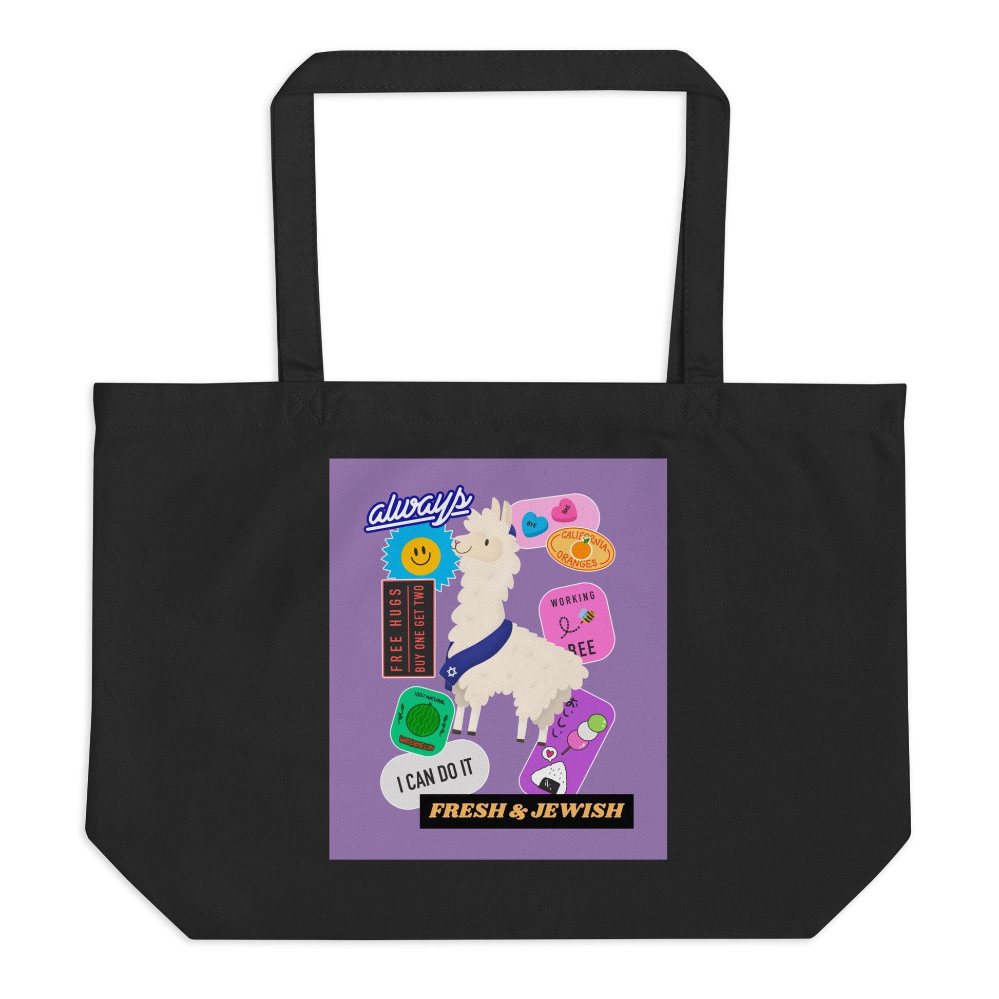 Shop Jewish | Purple | Large Organic Tote Bag Jouparty