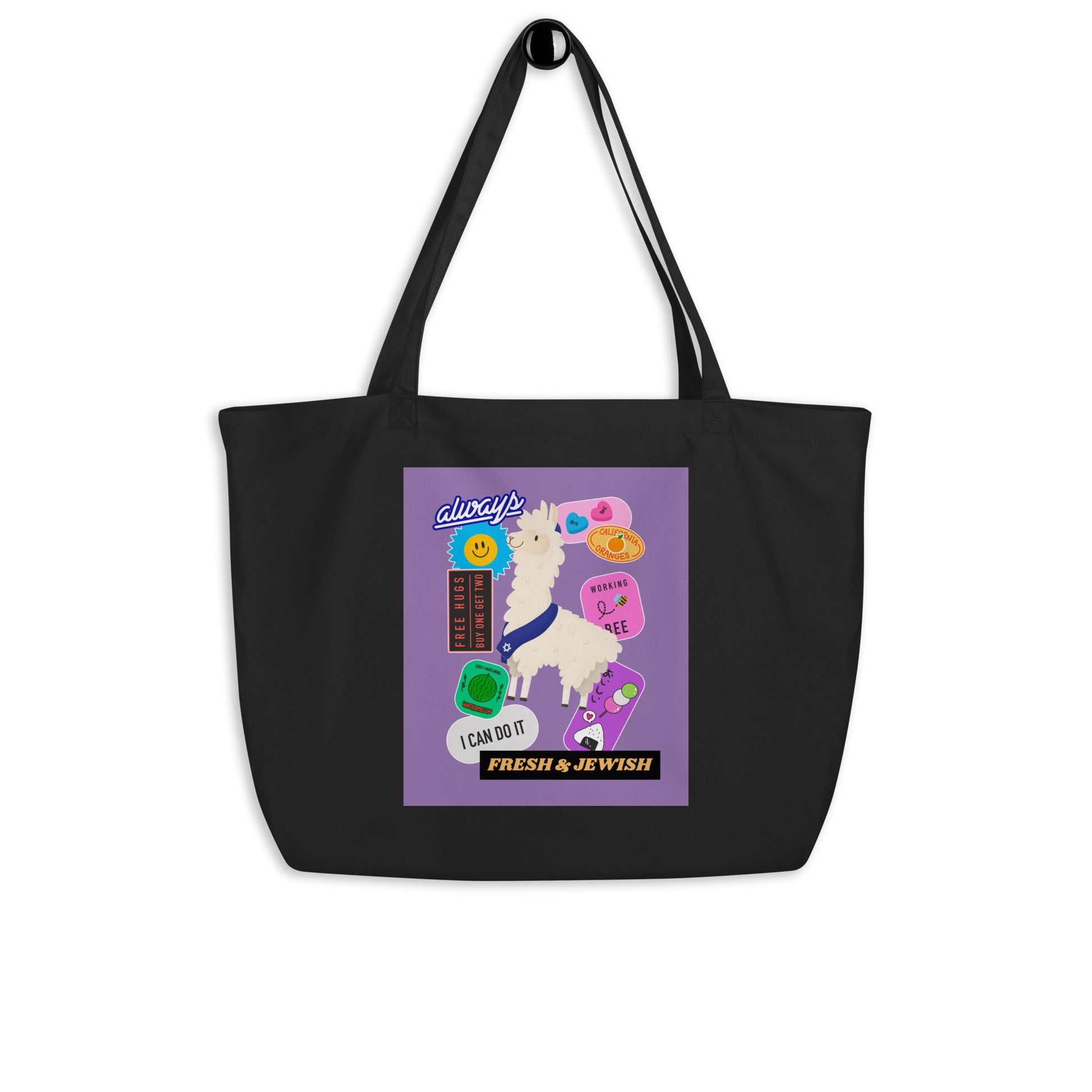 Shop Jewish | Purple | Large Organic Tote Bag Jouparty