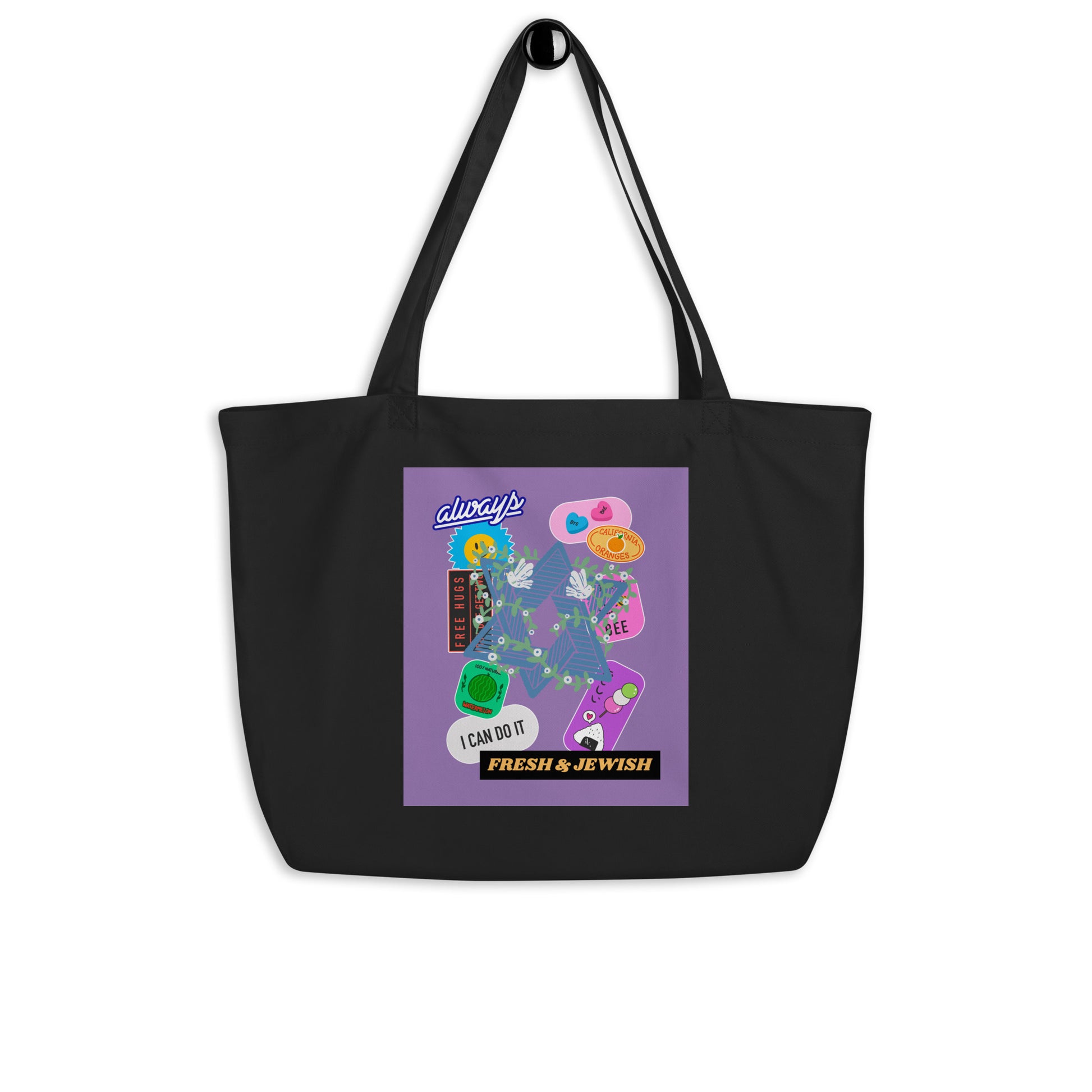 Shop Jewish | Purple | Large Organic Tote Bag