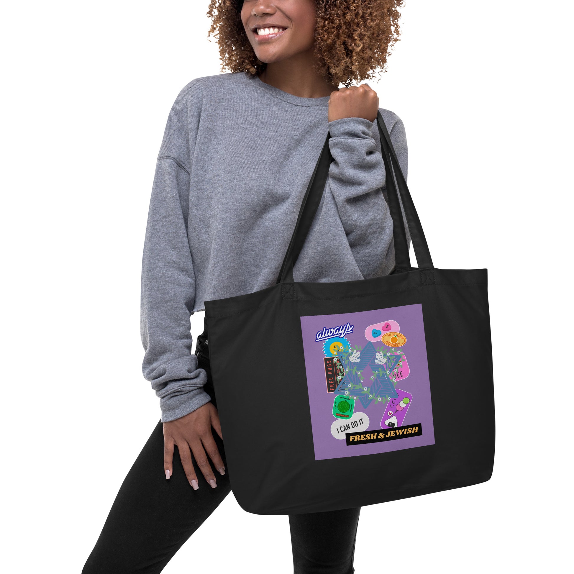 Shop Jewish | Purple | Large Organic Tote Bag