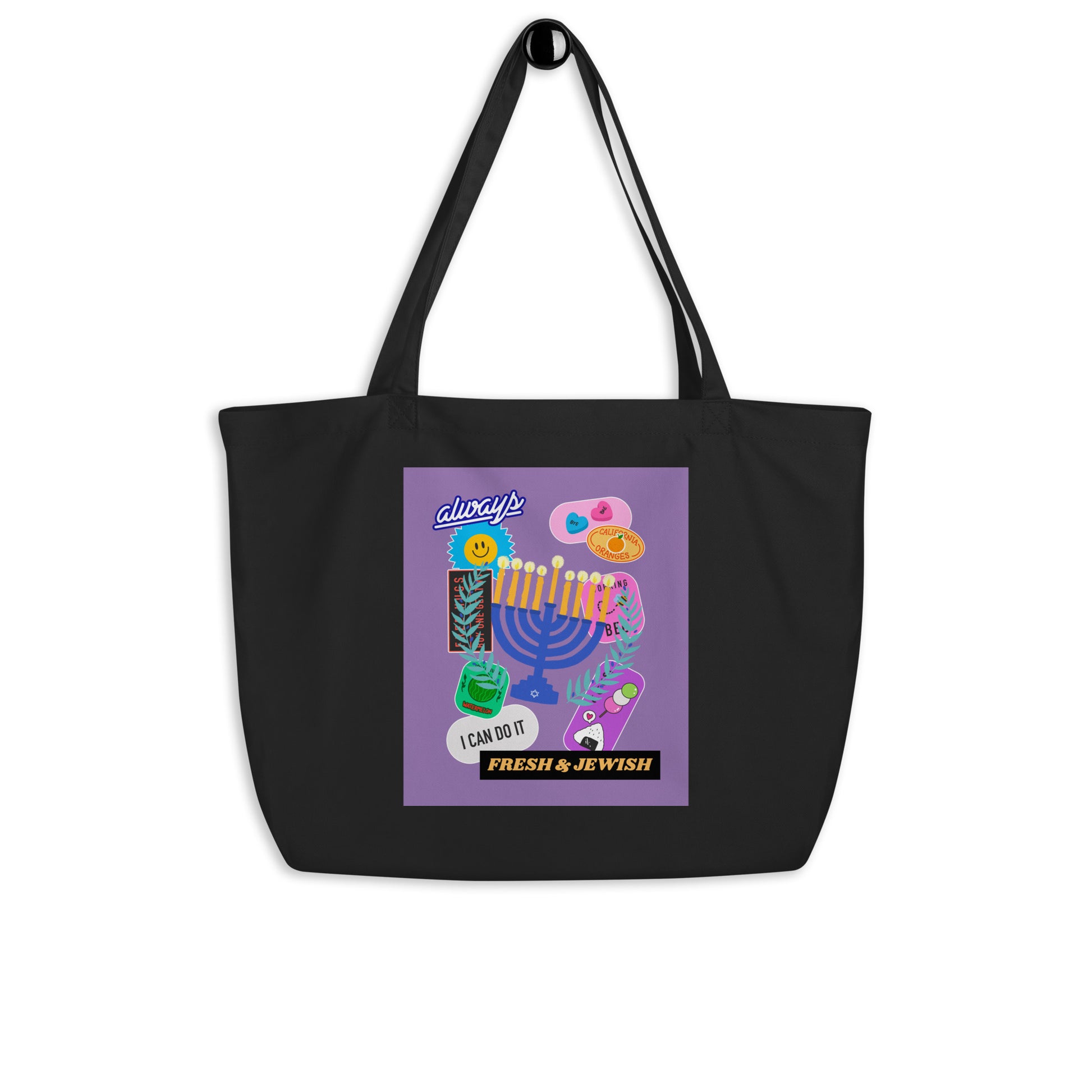 Shop Jewish | Purple | Large Organic Tote Bag Jouparty