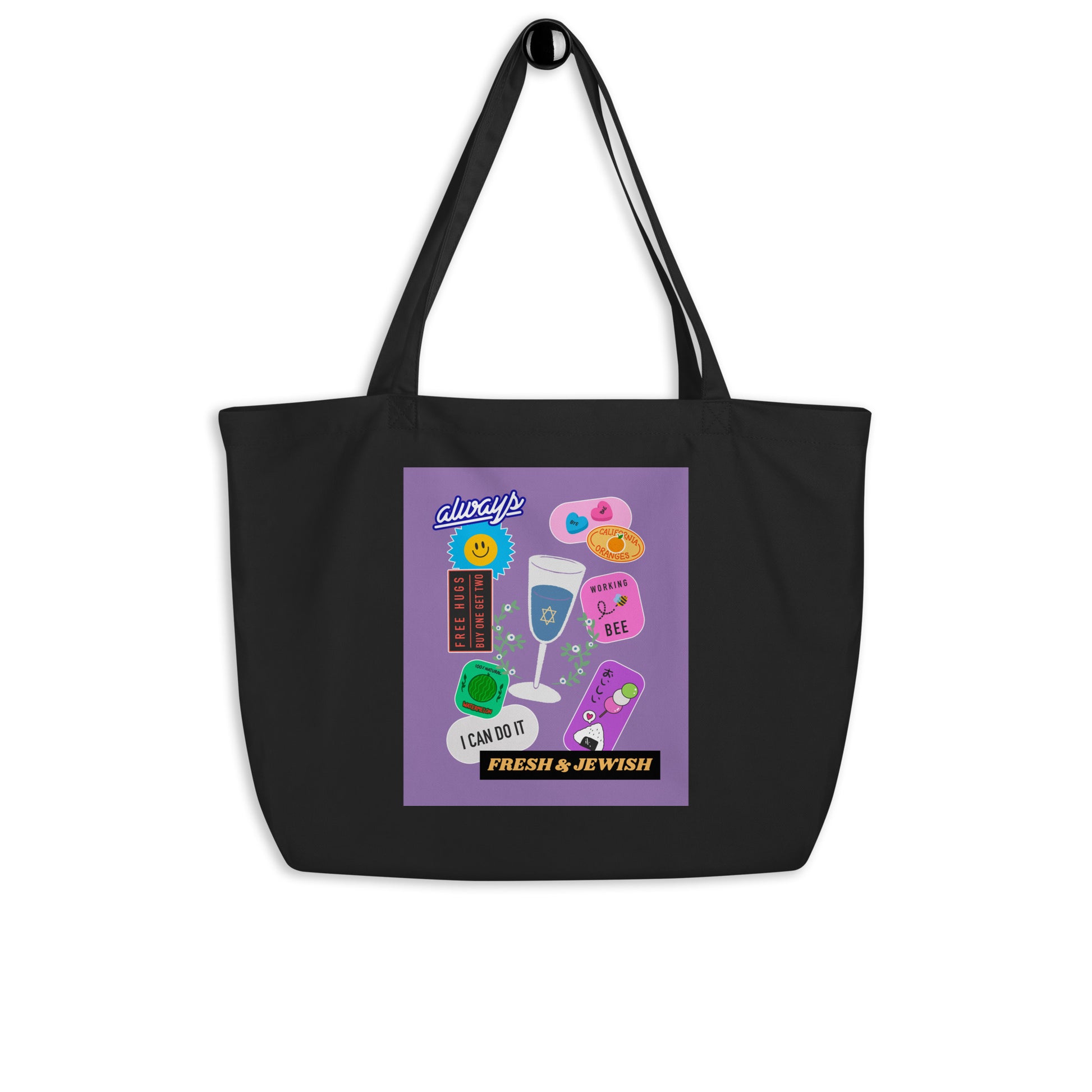 Shop Jewish | Purple | Large Organic Tote Bag