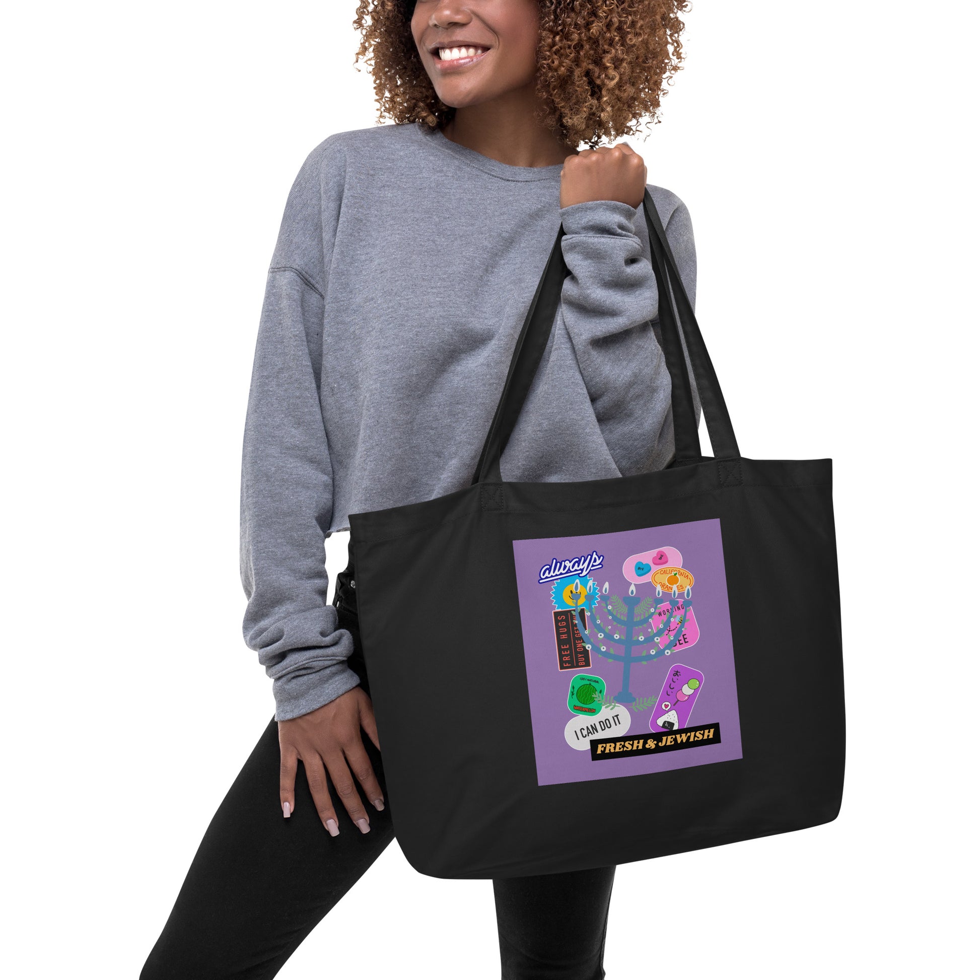 Shop Jewish | Purple | Large Organic Tote Bag Jouparty