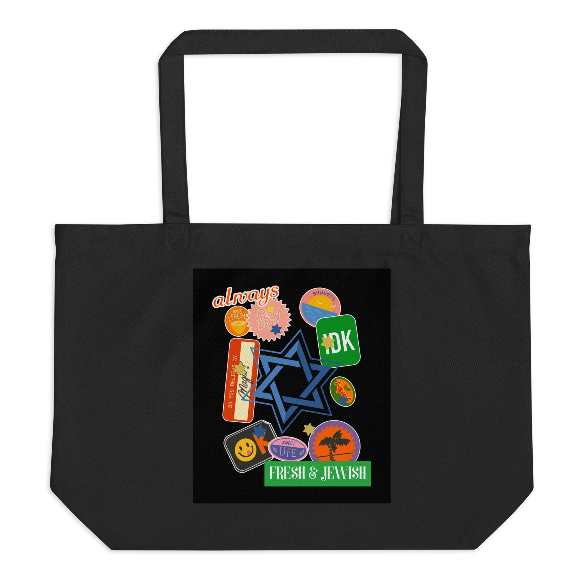Shop Jewish | Black | Large Organic Tote Bag