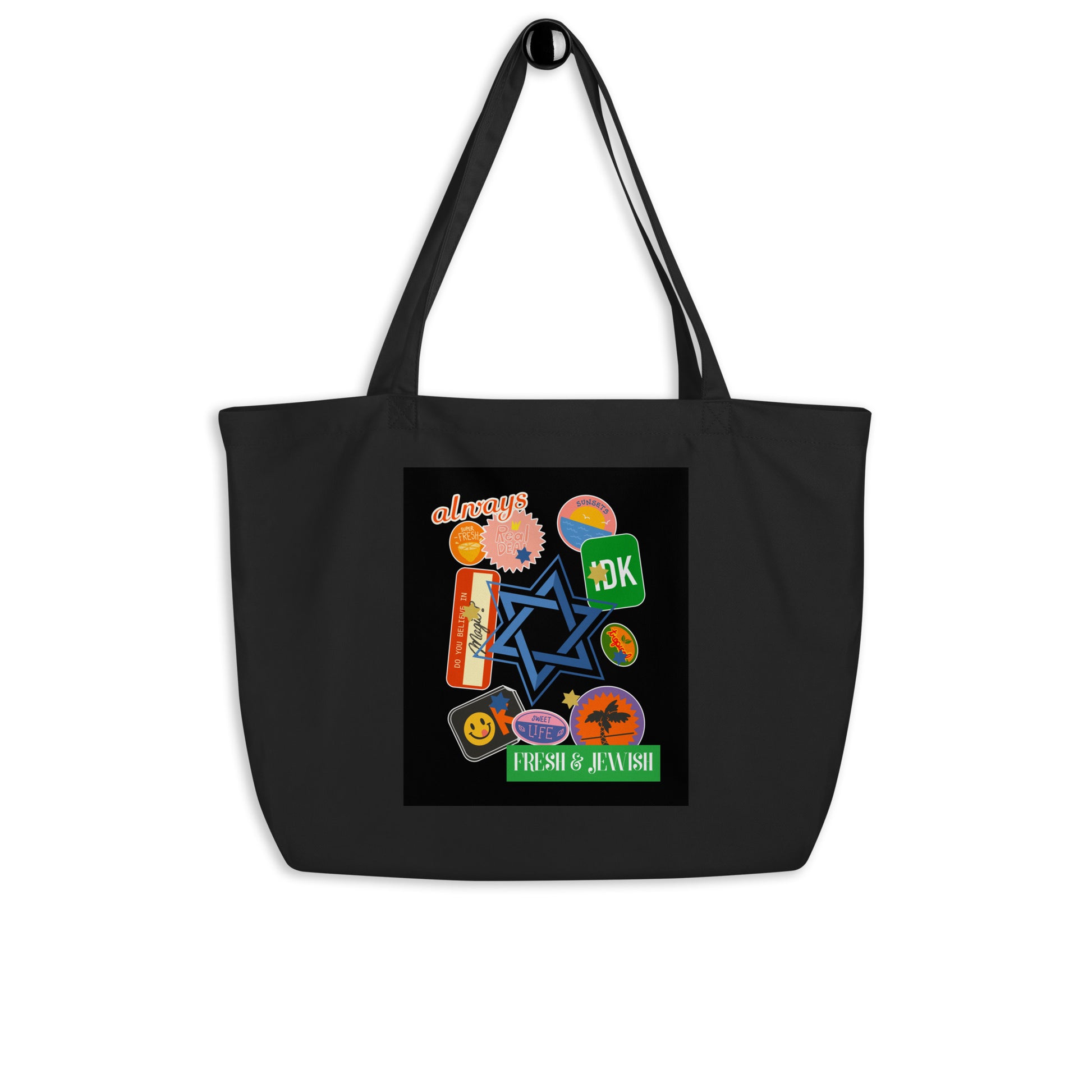 Shop Jewish | Black | Large Organic Tote Bag
