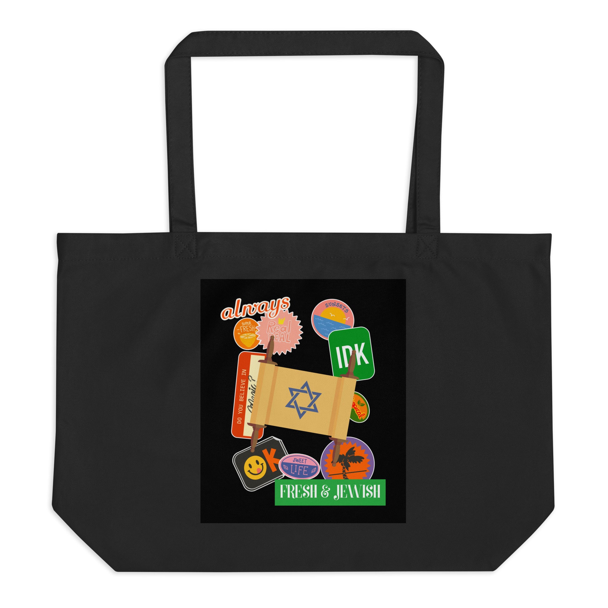 Shop Jewish | Black | Large Organic Tote Bag