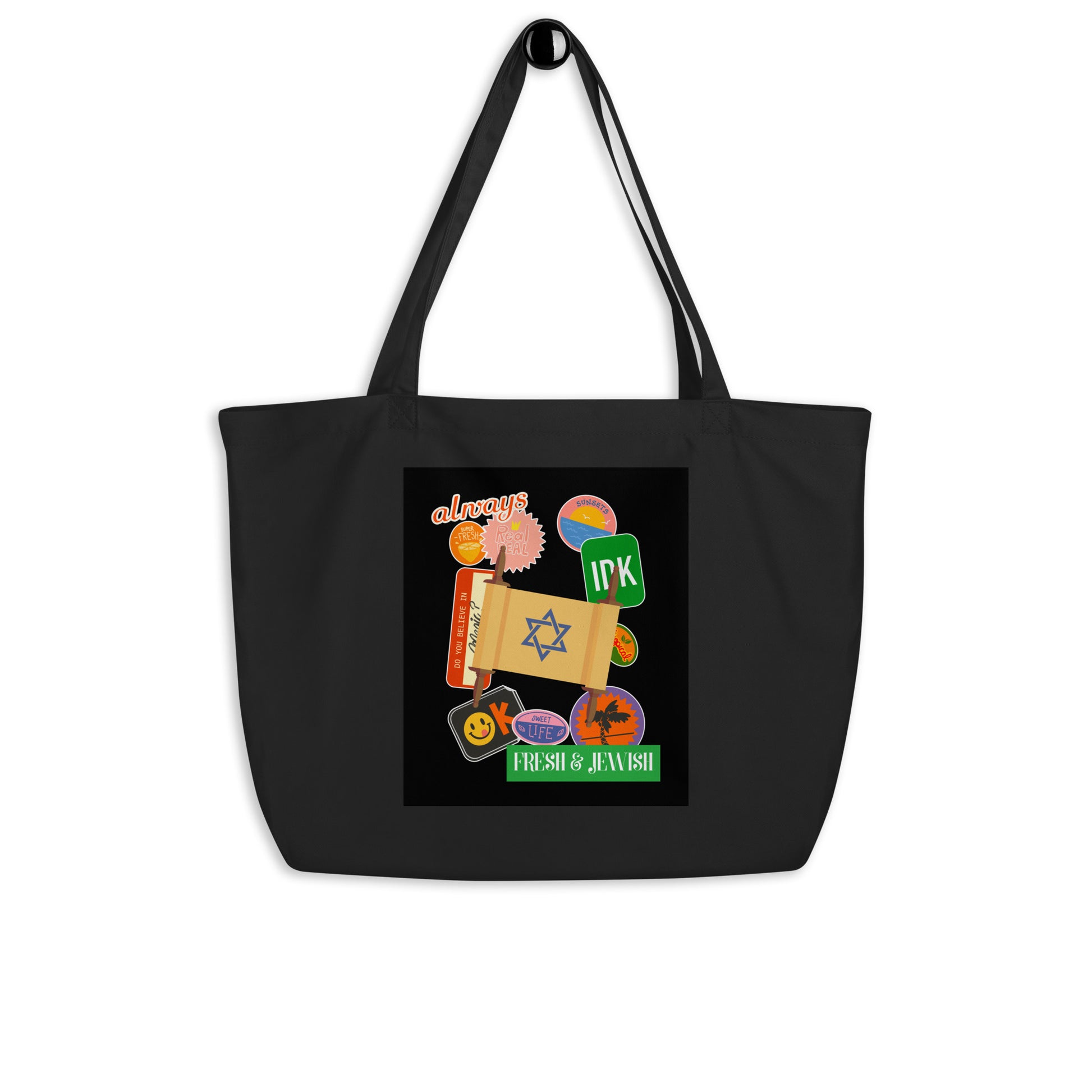 Shop Jewish | Black | Large Organic Tote Bag