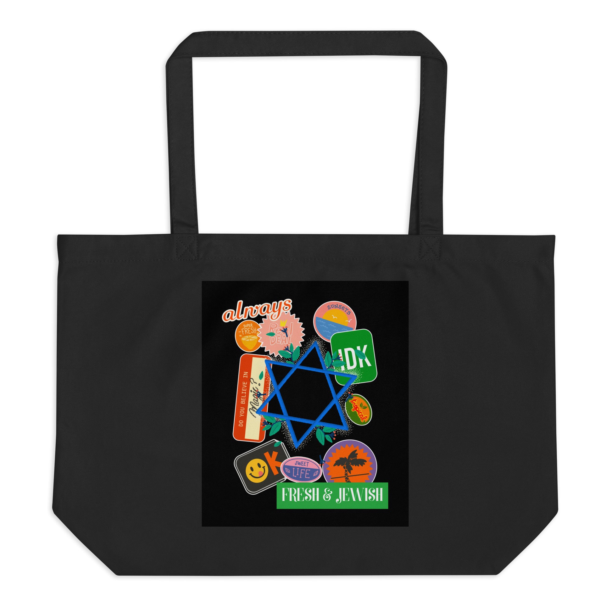 Shop Jewish | Black | Large Organic Tote Bag