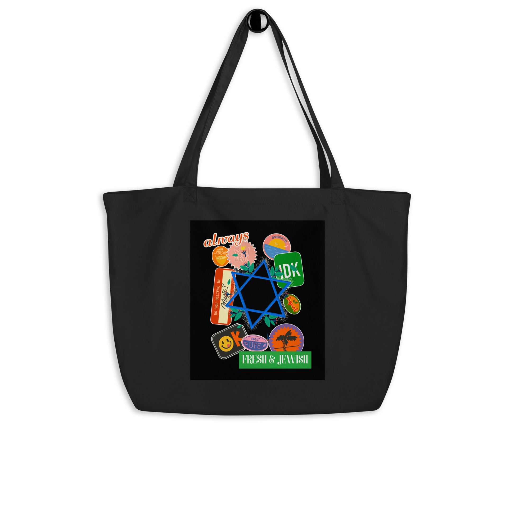 Shop Jewish | Black | Large Organic Tote Bag