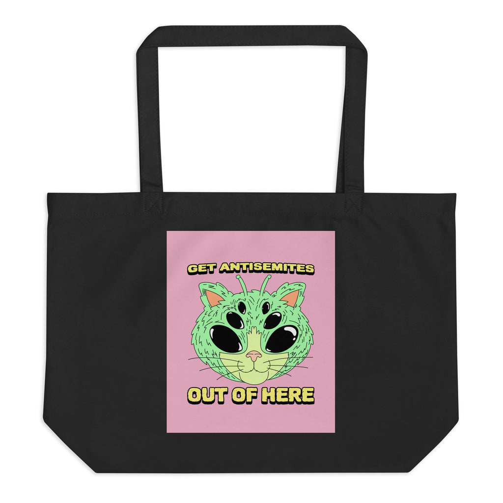 Get Alien Out | Pink Edition | Large Organic Tote Bag Jouparty