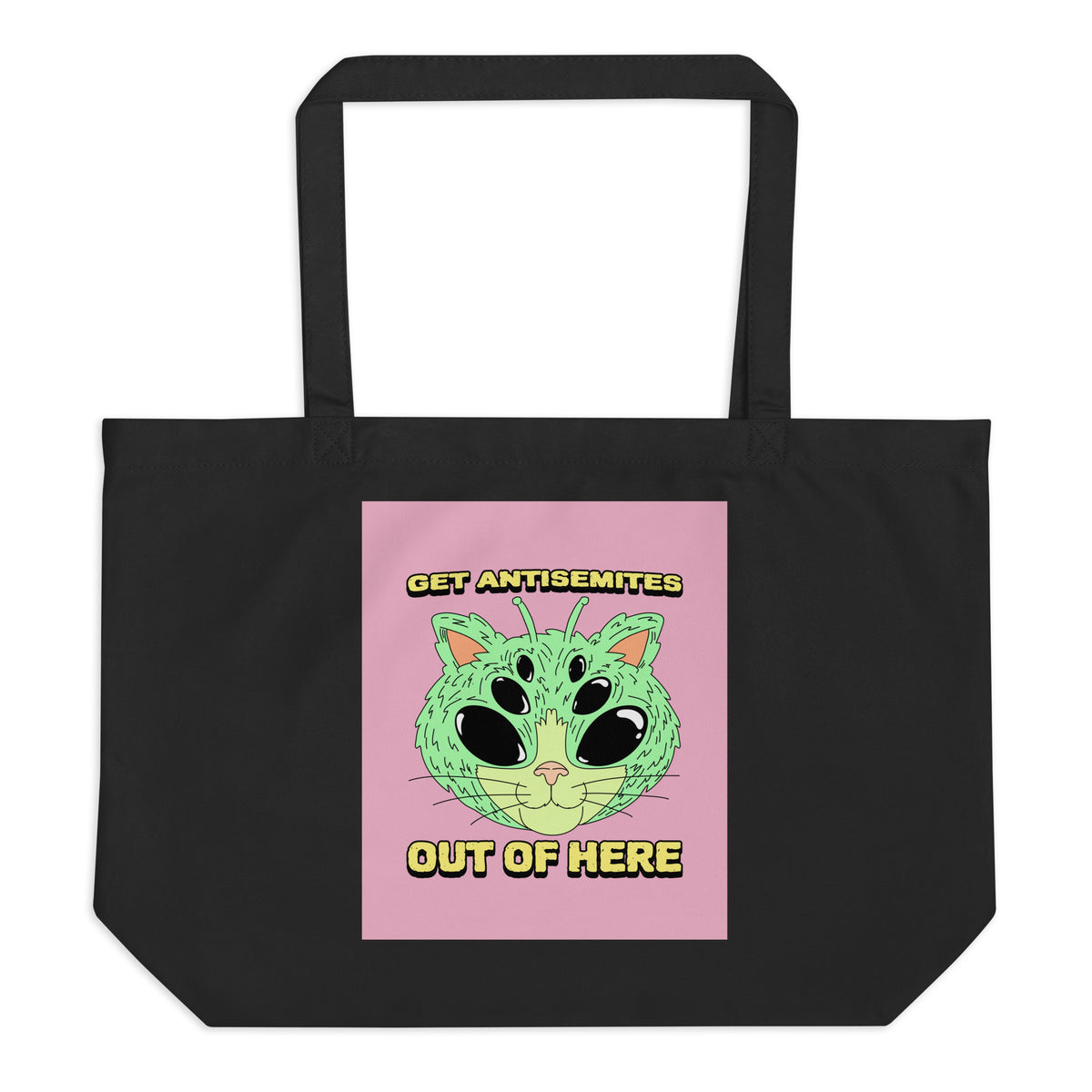 Get Alien Out | Pink Edition | Large Organic Tote Bag Jouparty