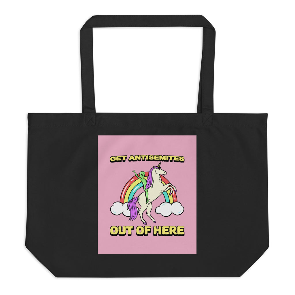 Get Alien Out | Pink Edition | Large Organic Tote Bag Jouparty