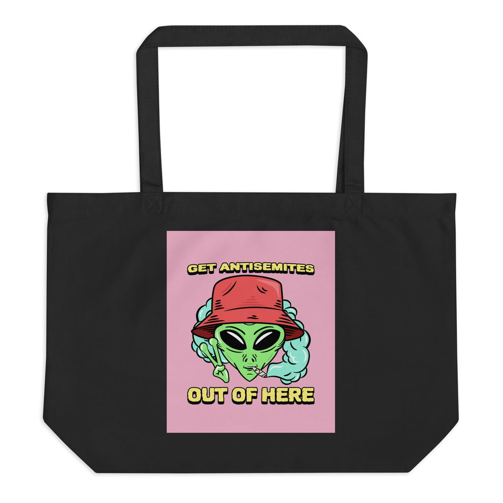 Get Alien Out | Pink Edition | Large Organic Tote Bag Jouparty