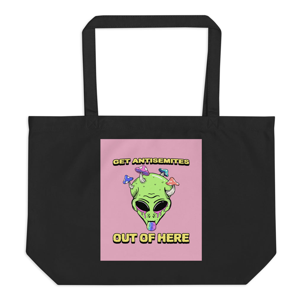 Get Alien Out | Pink Edition | Large Organic Tote Bag Jouparty