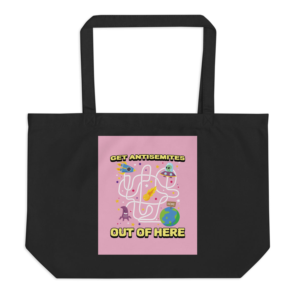 Get Alien Out | Pink Edition | Large Organic Tote Bag Jouparty