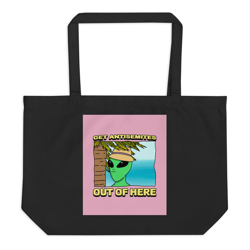 Get Alien Out | Pink Edition | Large Organic Tote Bag Jouparty