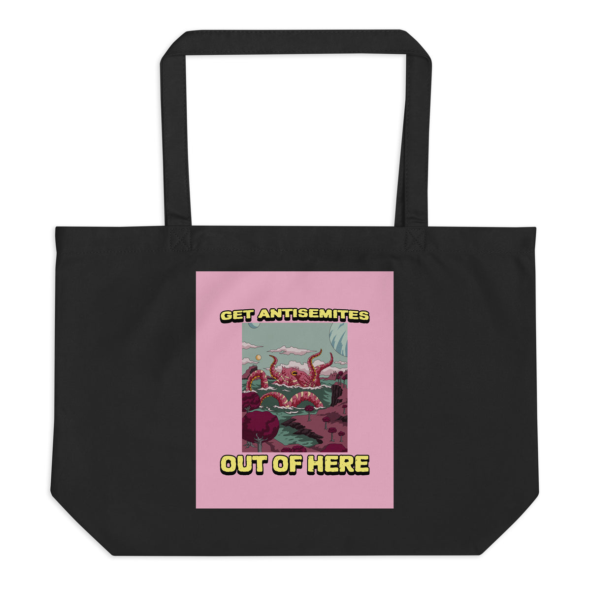 Get Alien Out | Pink Edition | Large Organic Tote Bag Jouparty