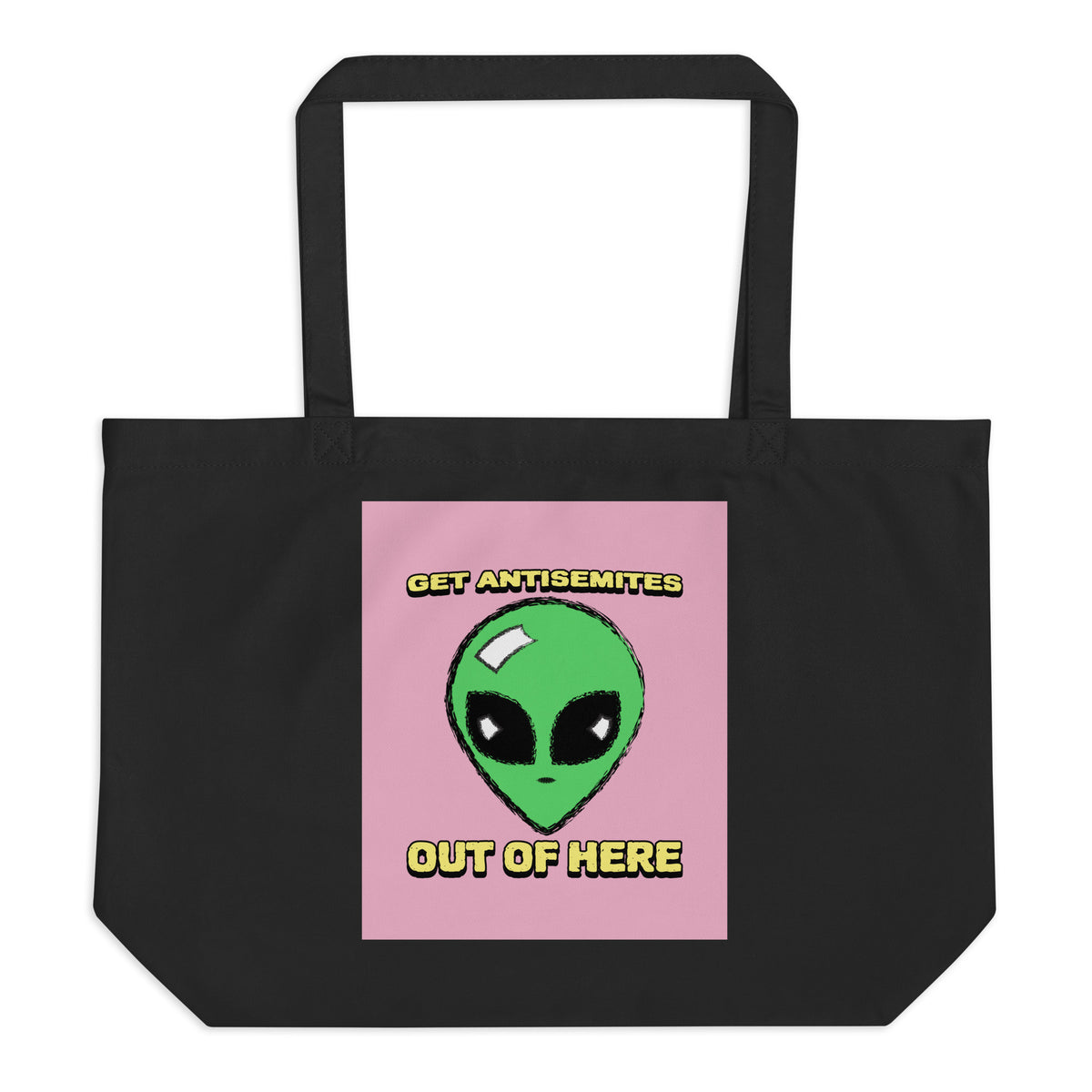 Get Alien Out | Pink Edition | Large Organic Tote Bag Jouparty