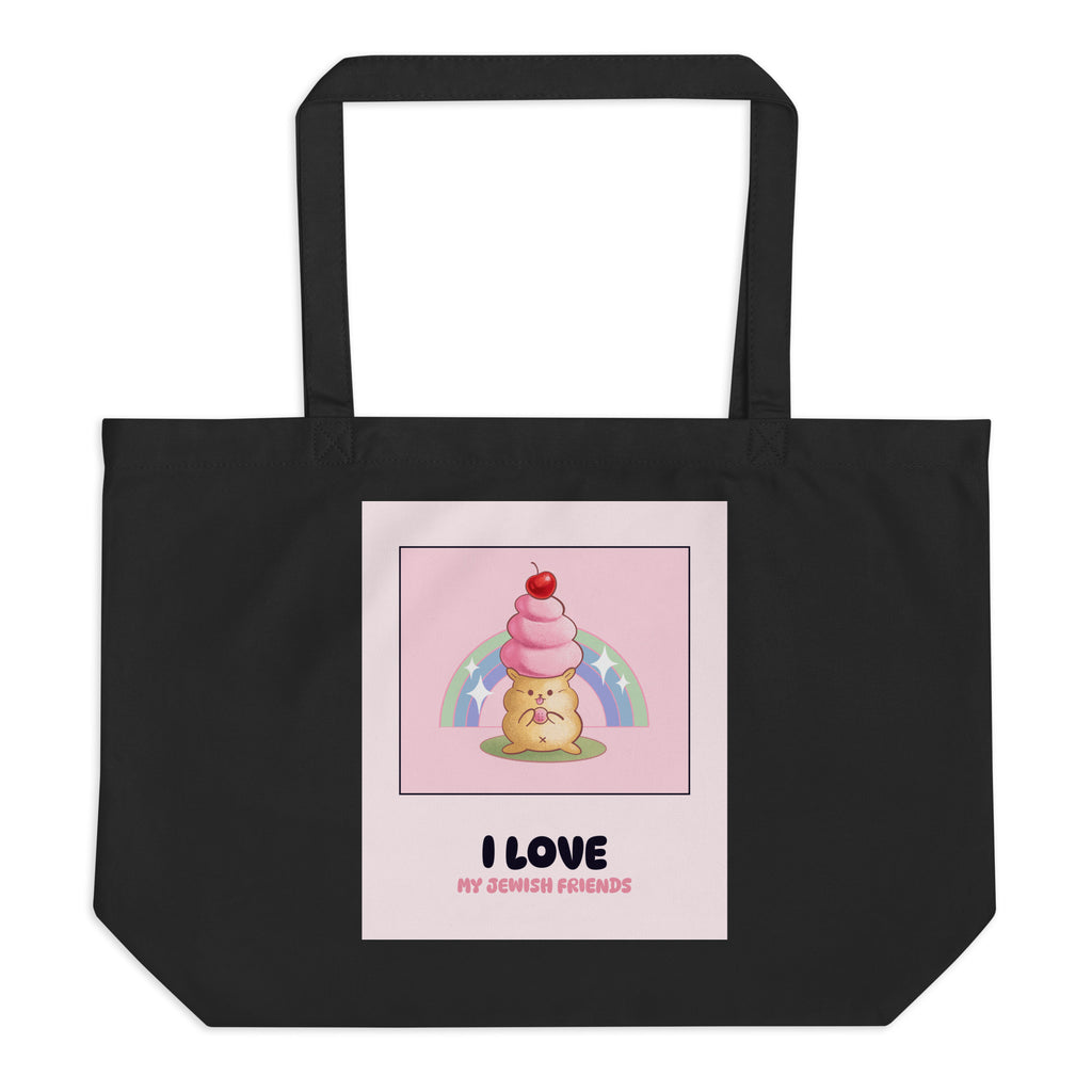 I Love My Jewish Friends | Pink Edition | Large Organic Tote Bag Jouparty