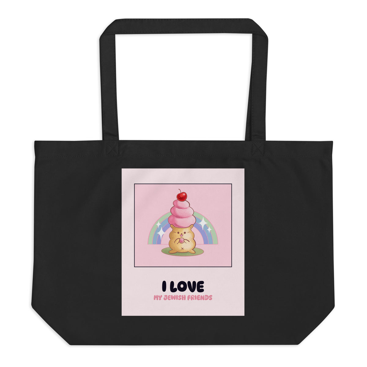 I Love My Jewish Friends | Pink Edition | Large Organic Tote Bag Jouparty