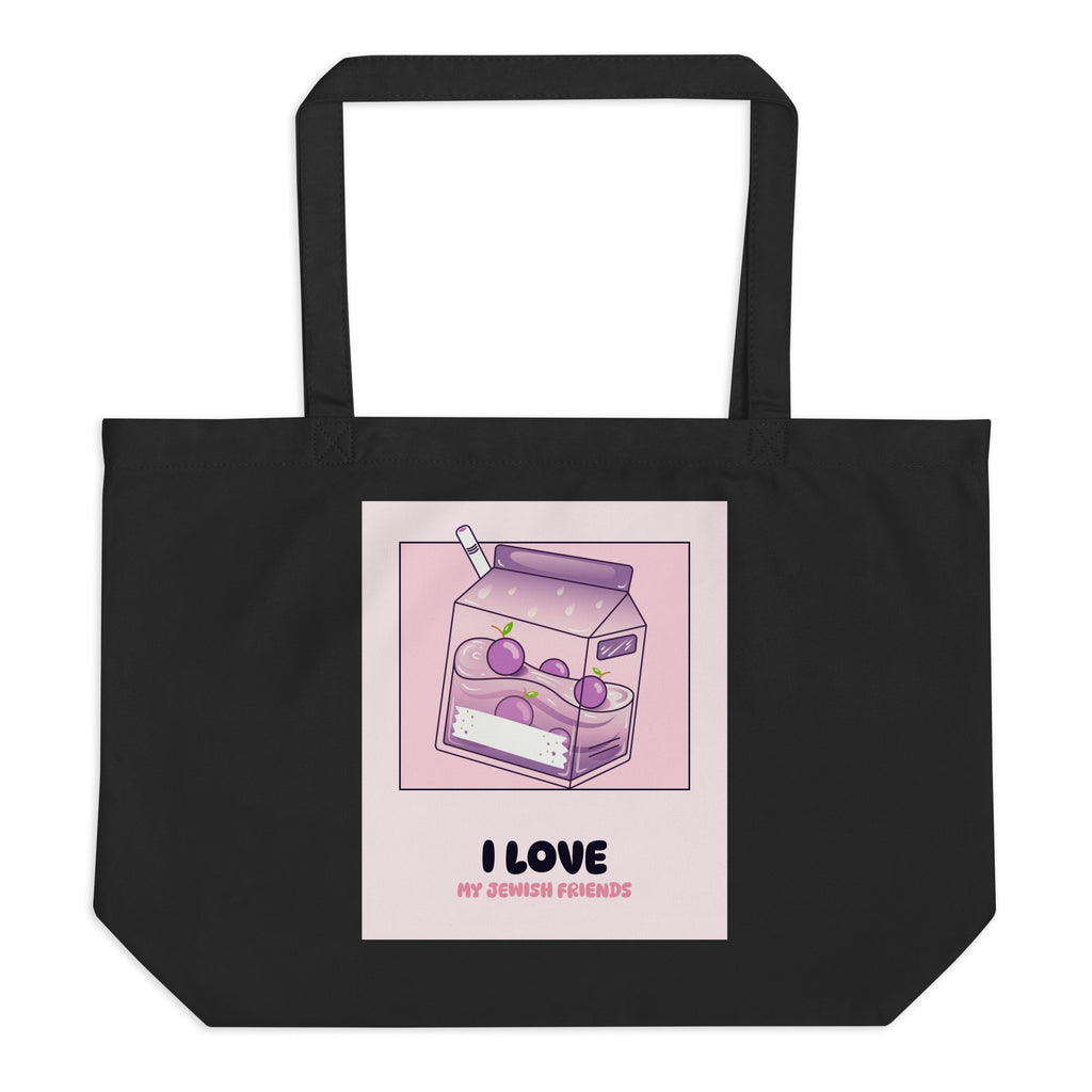 I Love My Jewish Friends | Pink Edition | Large Organic Tote Bag Jouparty