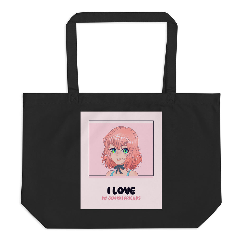 I Love My Jewish Friends | Pink Edition | Large Organic Tote Bag Jouparty