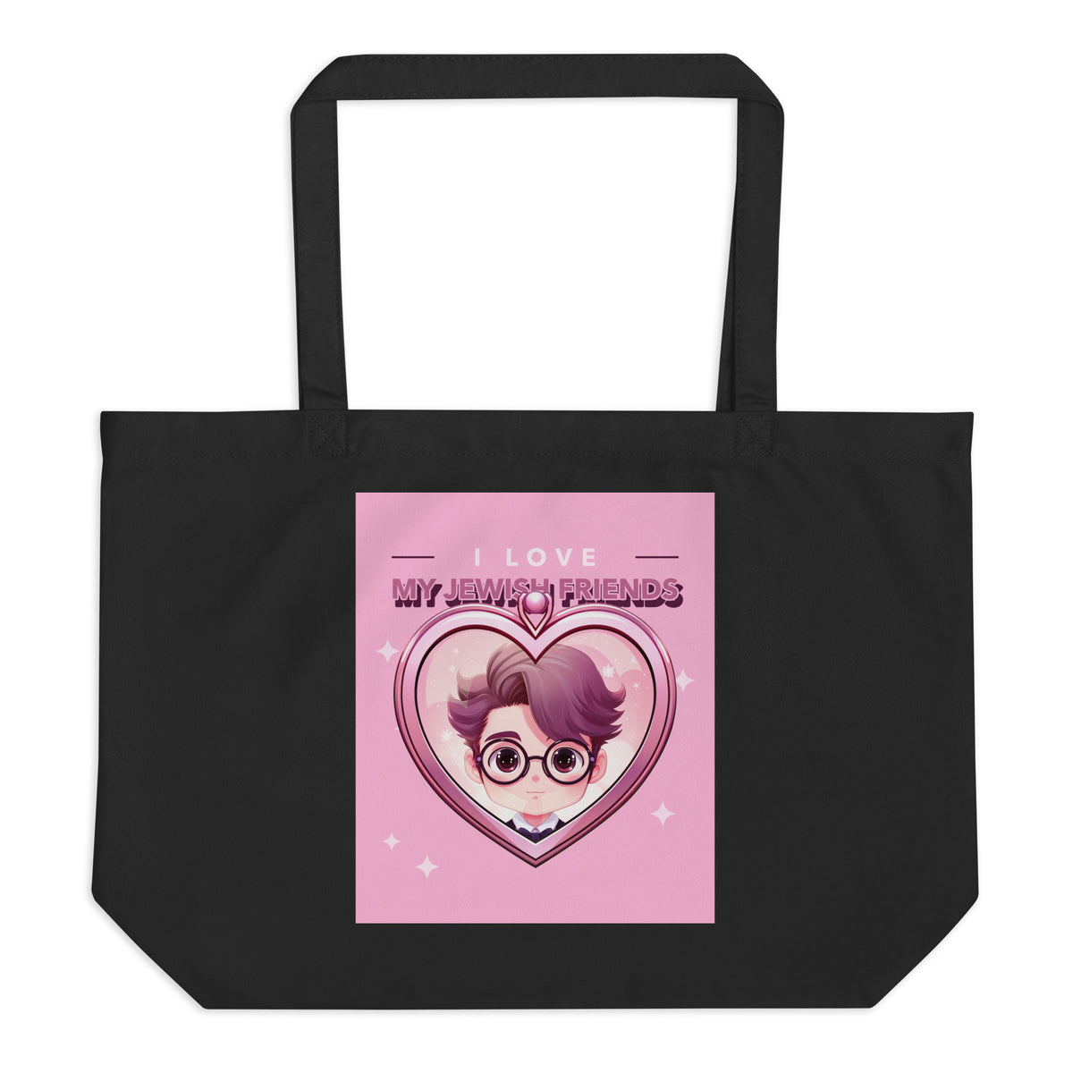 I Love My Jewish Friends | Pink Edition | Large Organic Tote Bag Jouparty