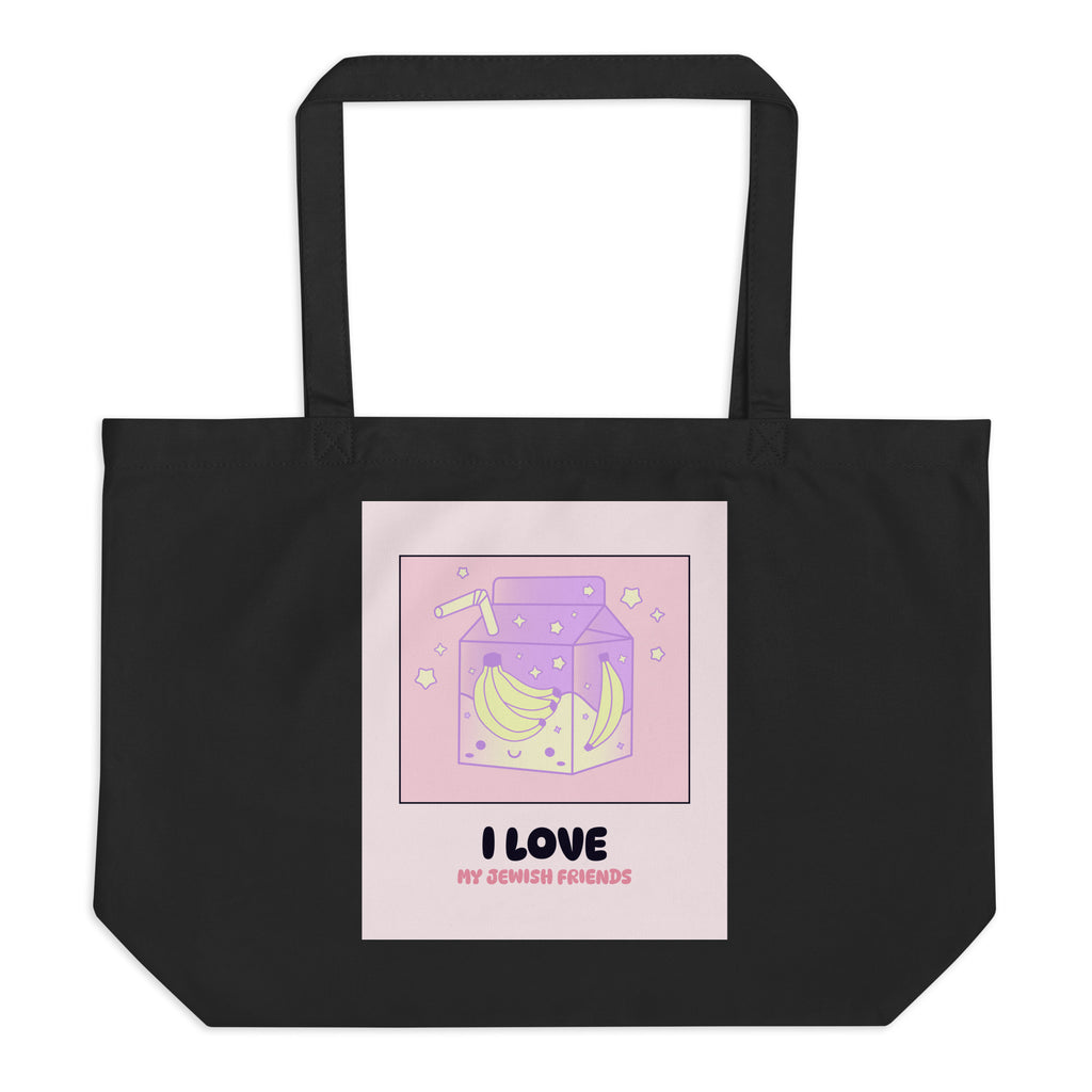 I Love My Jewish Friends | Pink Edition | Large Organic Tote Bag Jouparty