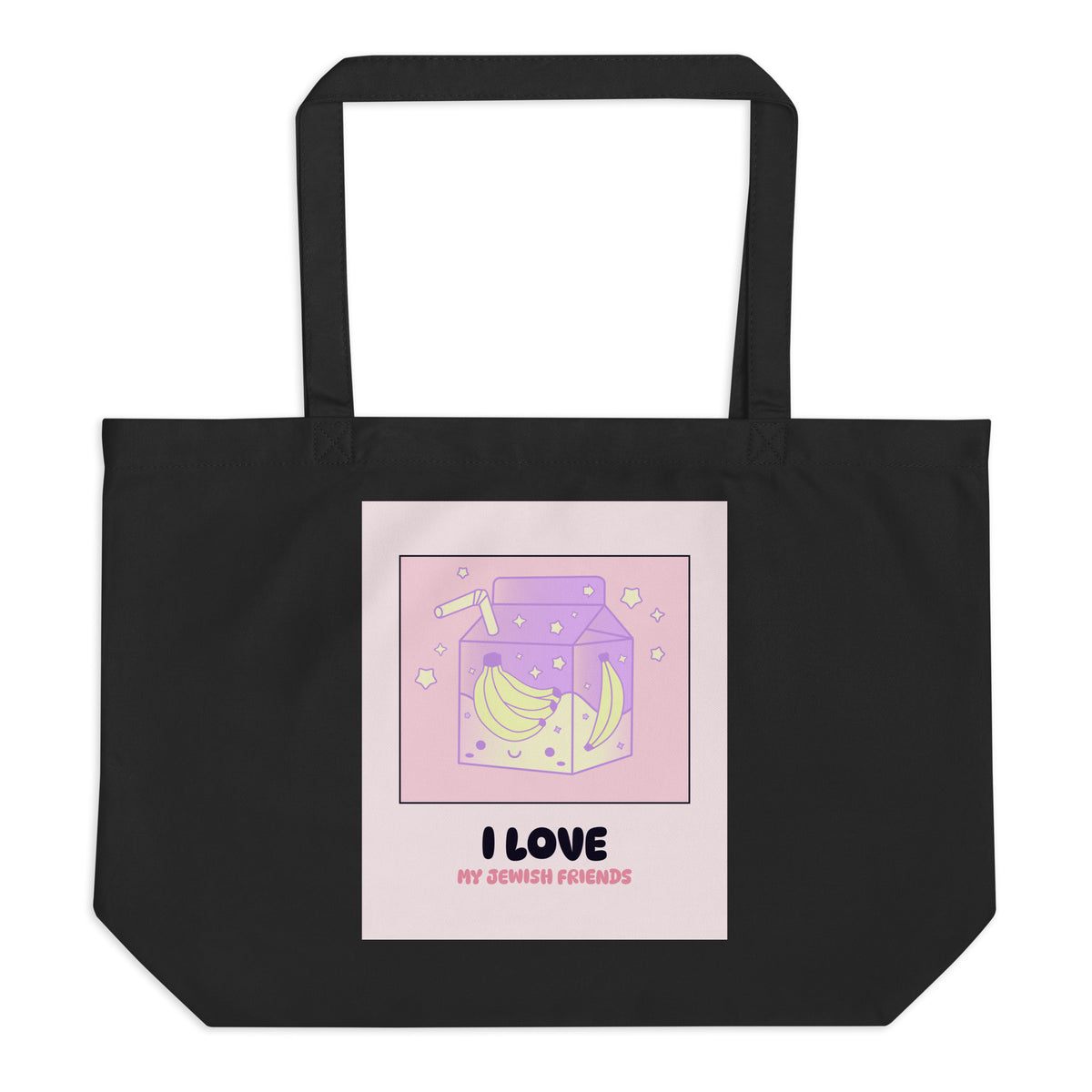 I Love My Jewish Friends | Pink Edition | Large Organic Tote Bag Jouparty