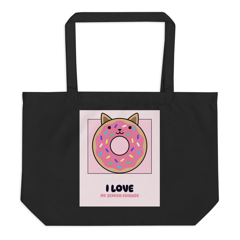 I Love My Jewish Friends | Pink Edition | Large Organic Tote Bag Jouparty