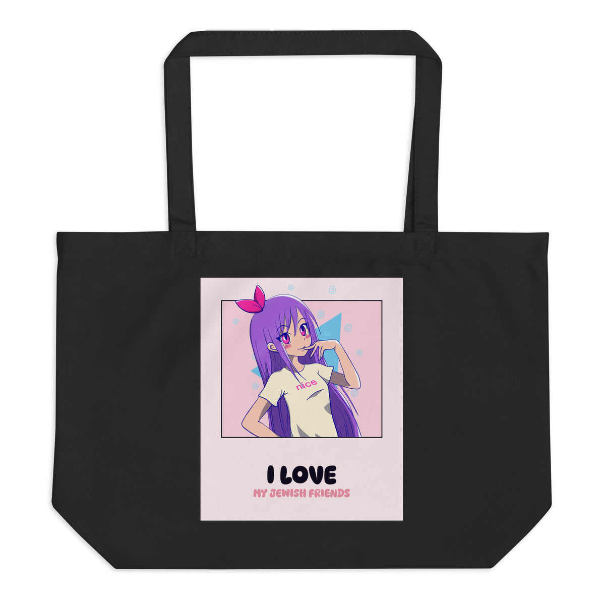 I Love My Jewish Friends | Pink Edition | Large Organic Tote Bag Jouparty