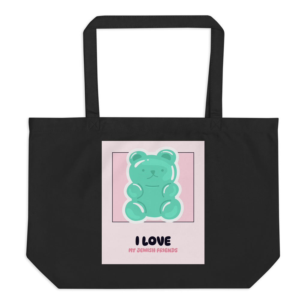 I Love My Jewish Friends | Pink Edition | Large Organic Tote Bag Jouparty