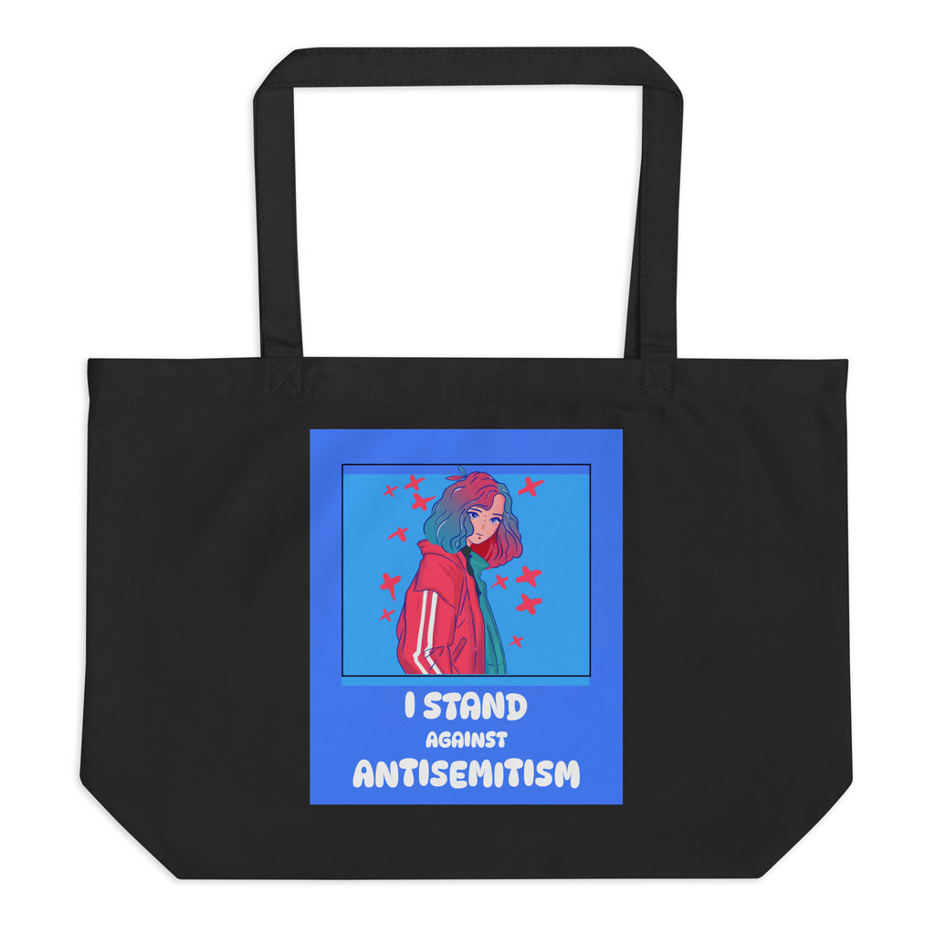 I Stand Against Antisemitism | Large Organic Tote Bag Jouparty