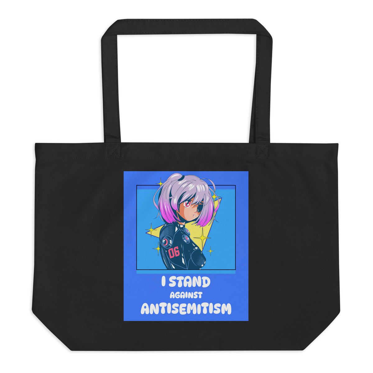 I Stand Against Antisemitism | Large Organic Tote Bag Jouparty