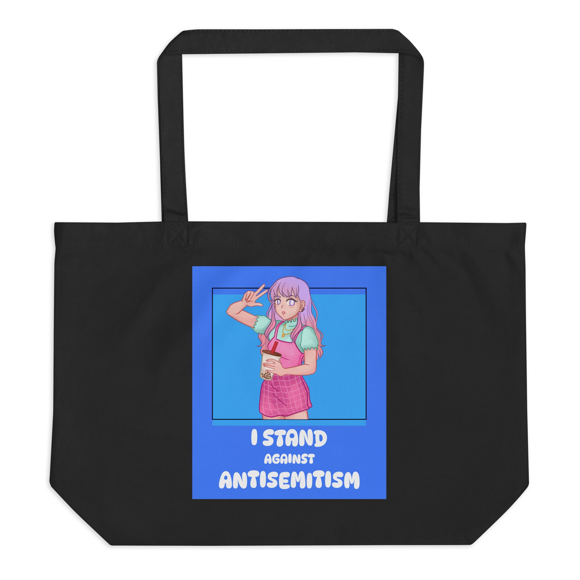 I Stand Against Antisemitism | Large Organic Tote Bag