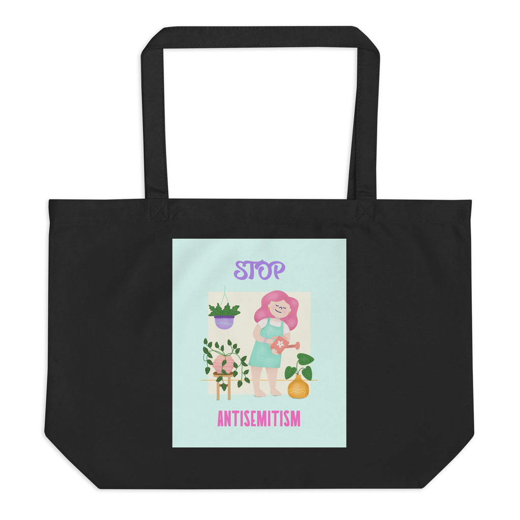 Stop Antisemitism | Plants & Flowers Edition | Large Organic Tote Bag
