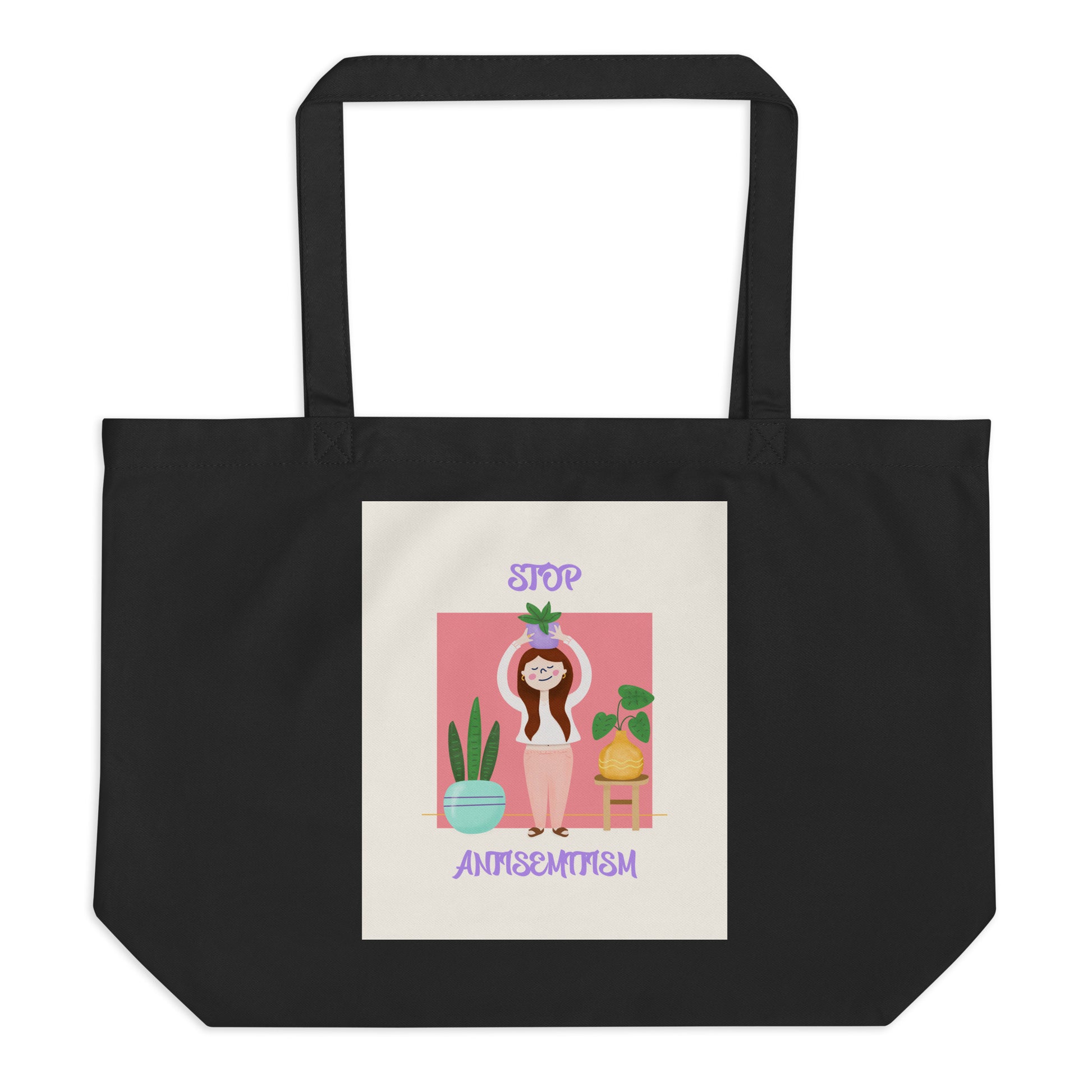 Stop Antisemitism | Plants & Flowers Edition | Large Organic Tote Bag