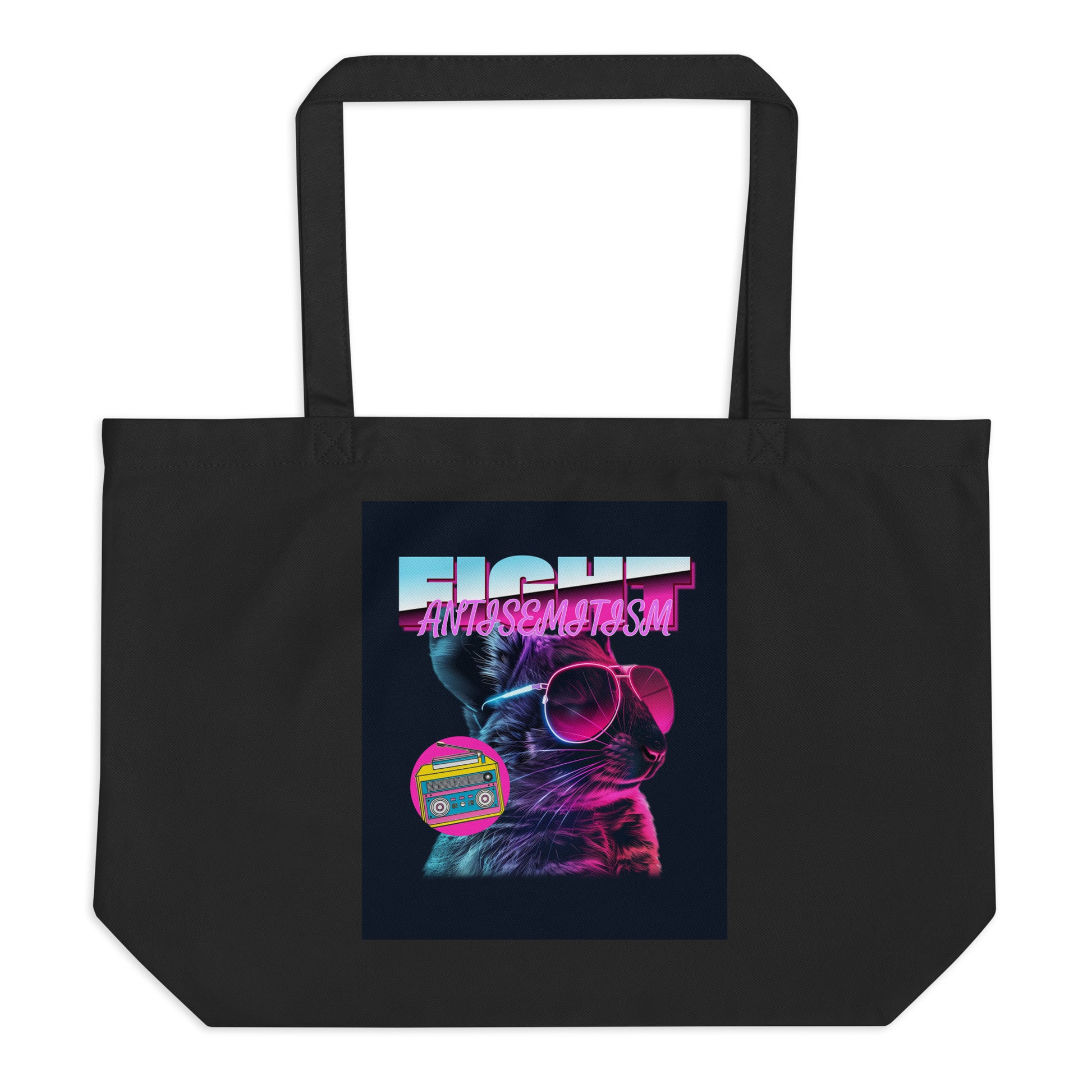 Retro Neon Animal | Fight Antisemitism | Large Organic Tote Bag