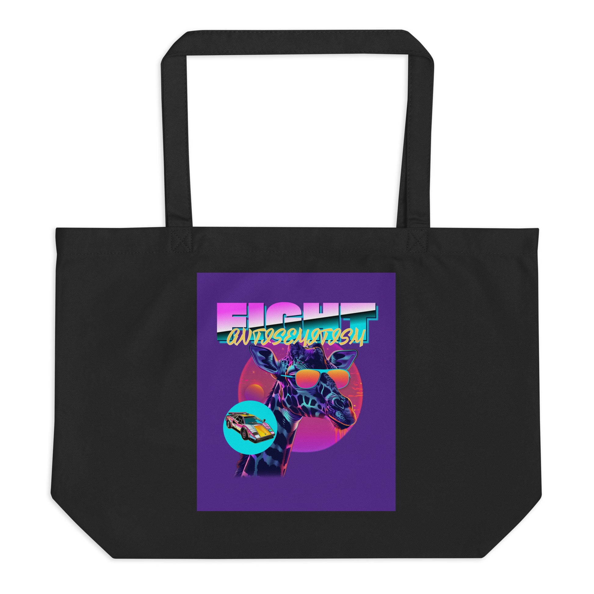 Retro Neon Animal | Fight Antisemitism | Large Organic Tote Bag