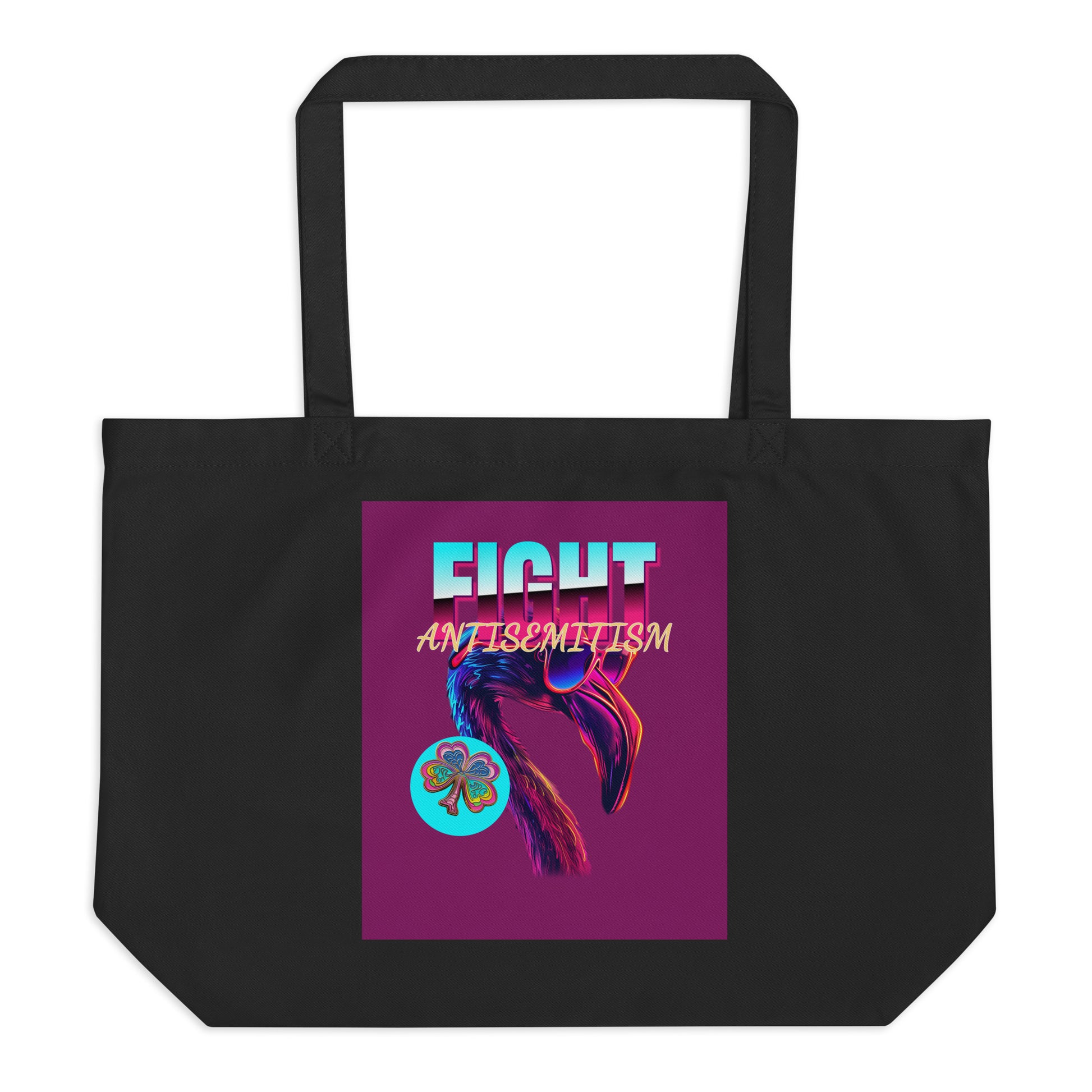 Retro Neon Animal | Fight Antisemitism | Large Organic Tote Bag