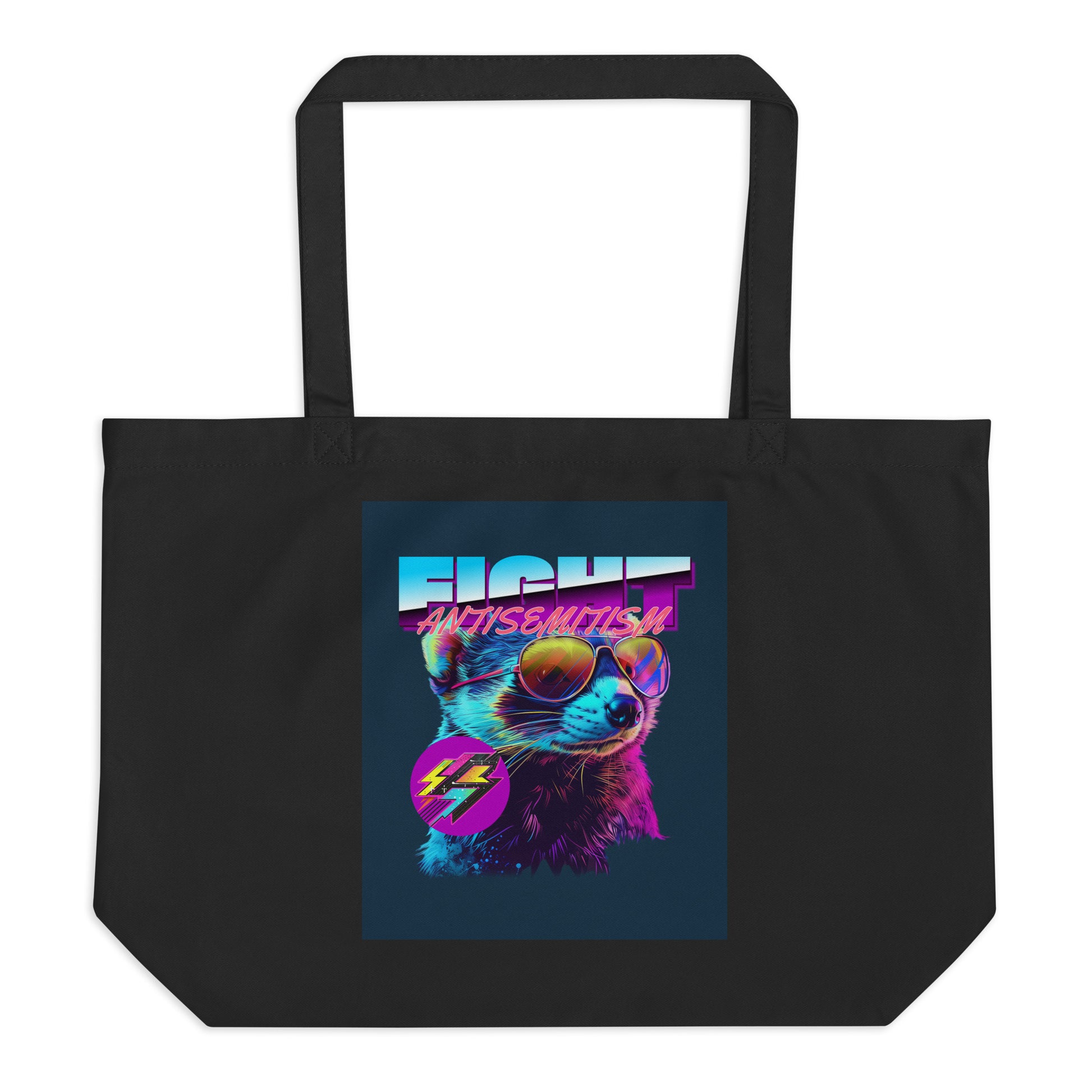 Retro Neon Animal | Fight Antisemitism | Large Organic Tote Bag