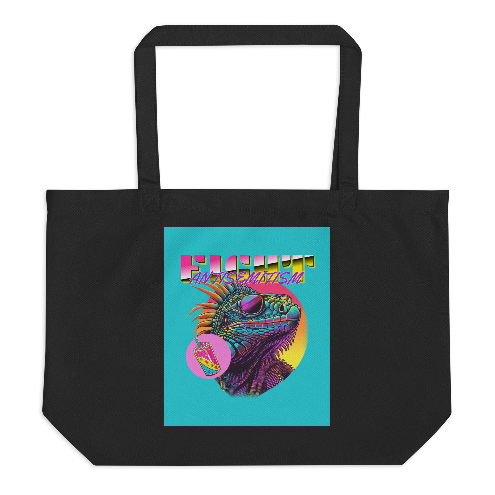 Retro Neon Animal | Fight Antisemitism | Large Organic Tote Bag