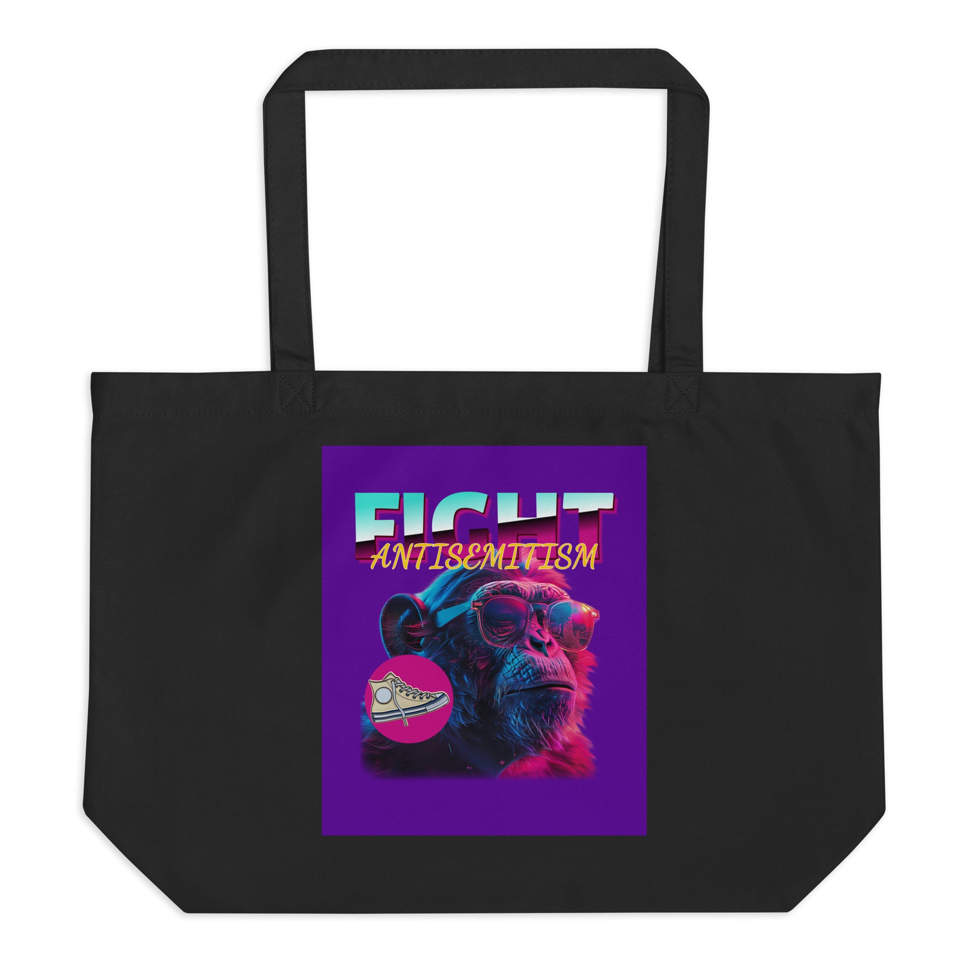 Retro Neon Animal | Fight Antisemitism | Large Organic Tote Bag