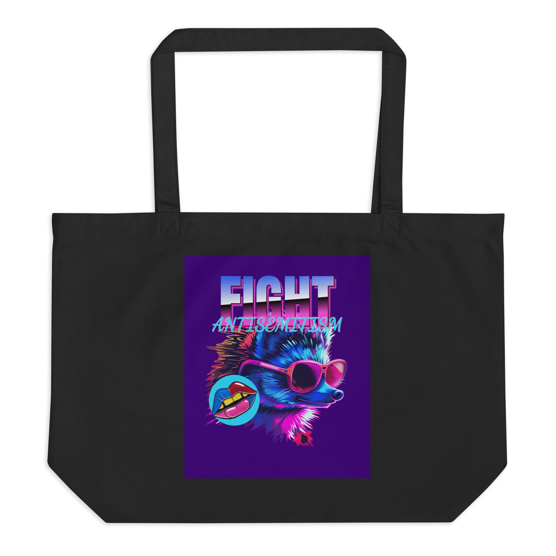Retro Neon Animal | Fight Antisemitism | Large Organic Tote Bag