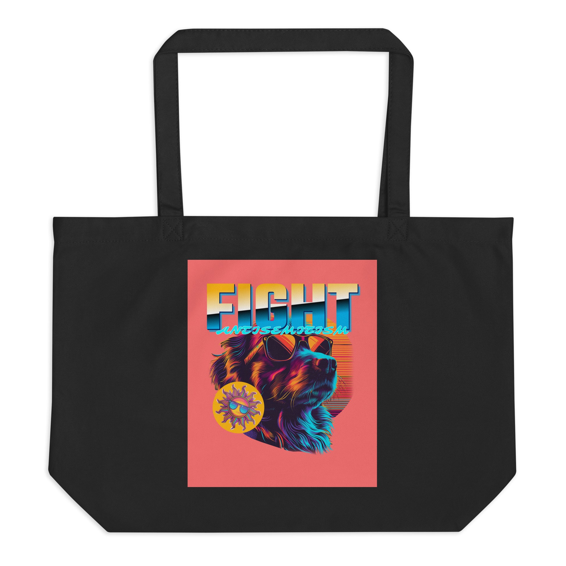 Retro Neon Animal | Fight Antisemitism | Large Organic Tote Bag