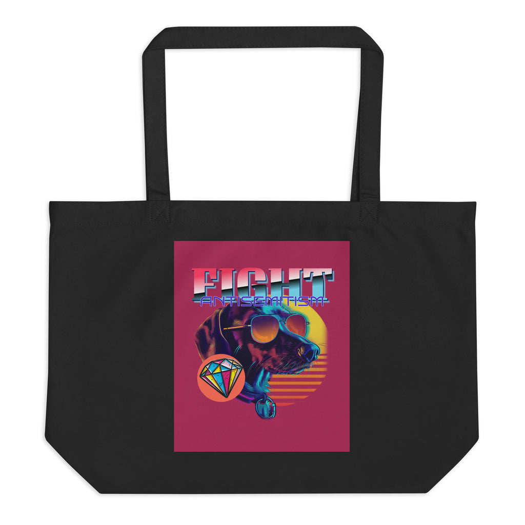 Retro Neon Animal | Fight Antisemitism | Large Organic Tote Bag